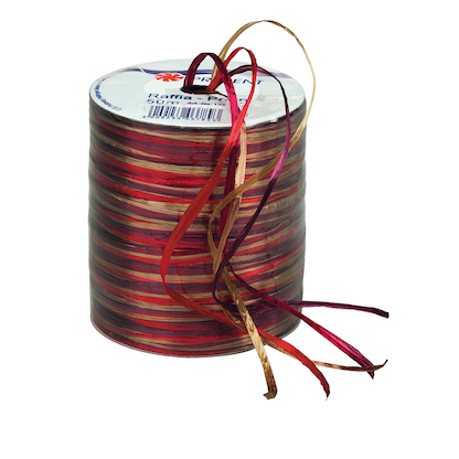 Artikelbild für PRÄSENT Geschenkband Raffia glänzend rot/gold 3,0 mm x 50,0 m, Artikelnummer 945022