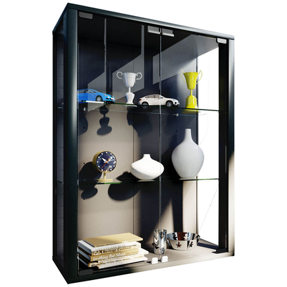 Artikelbild 11 für VCM my home Udina Hängevitrine schwarz 2 Fachböden mit Beleuchtung, Artikelnummer 781373