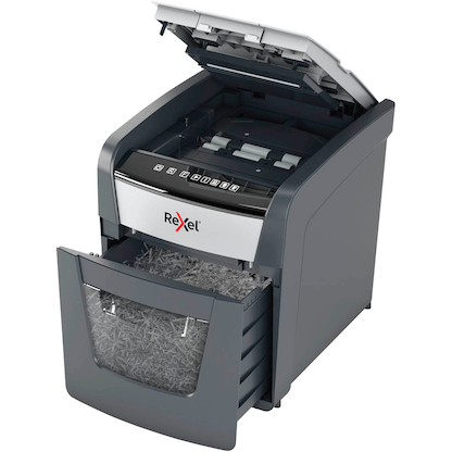 Artikelbild 5 für AKTION: Rexel Optimum AutoFeed+ 50X Aktenvernichter mit Partikelschnitt P-4, 4 x 28 mm, bis 50 Blatt, schwarz mit 20 Euro CashBack, Artikelnummer 267353
