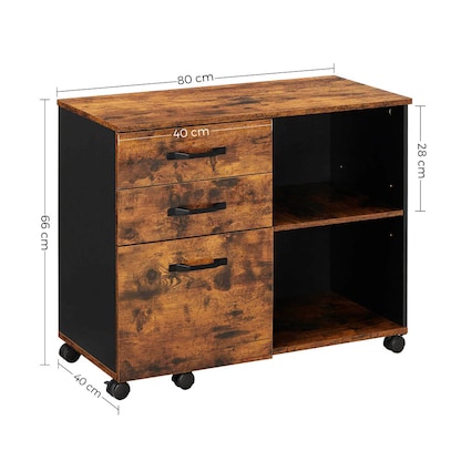 Artikelbild 2 für VASAGLE Rollcontainer braun, schwarz 3 Auszüge 80,0 x 40,0 x 66,0 cm, Artikelnummer 289676