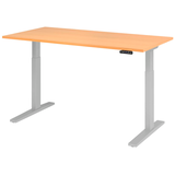 Artikelbild 1 für HAMMERBACHER XMKA16 elektrisch höhenverstellbarer Schreibtisch buche rechteckig, C-Fuß-Gestell silber 160,0 x 80,0 cm, Artikelnummer 837904