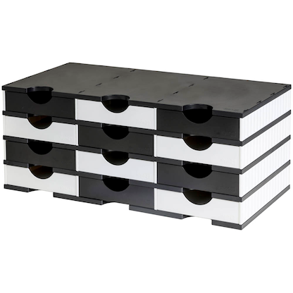 Artikelbild für styro Sortierstation styrodoc duo Standard schwarz/weiß mit 12 Fächer, Artikelnummer 659148