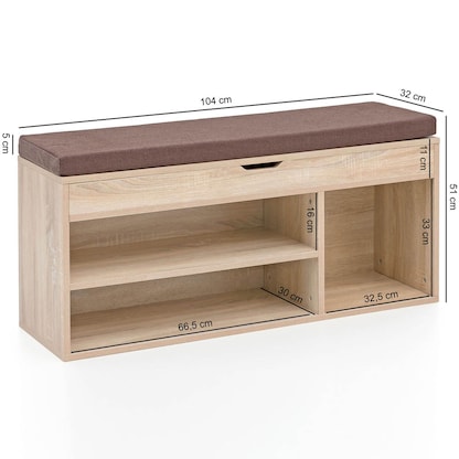 Artikelbild 2 für WOHNLING Schuhschrank, WL5.344 sonoma-eiche 1 Fachboden 104,0 x 32,0 x 51,0 cm, Artikelnummer 906497