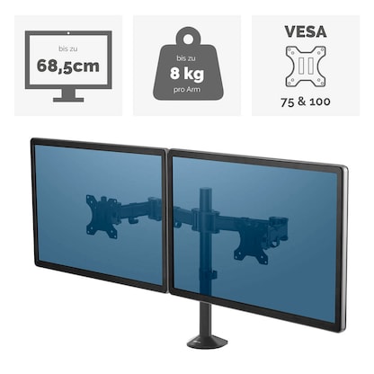 Artikelbild 13 für Fellowes Monitor-Halterung Reflex 8502501 schwarz für 1 Monitor, Tischklemme, Tischbohrung, Artikelnummer 191637