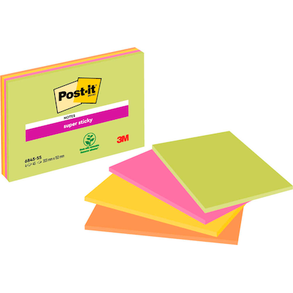 Artikelbild 5 für Post-it® Super Sticky Meeting Notes Haftnotizen extrastark 6845-SSP farbsortiert, 4 Blöcke, Artikelnummer 128140