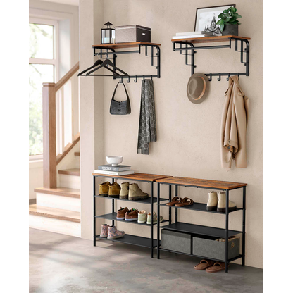 Artikelbild 3 für VASAGLE Wandgarderobe LCR12BX braun Metall 5 Haken 66,0 x 27,0 cm, Artikelnummer 262356