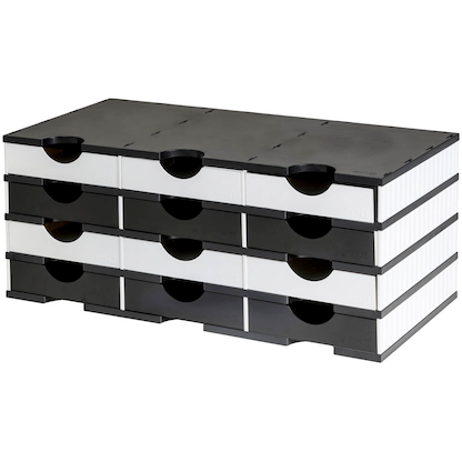 Artikelbild 2 für styro Sortierstation styrodoc duo Standard schwarz/weiß mit 12 Fächer, Artikelnummer 659148