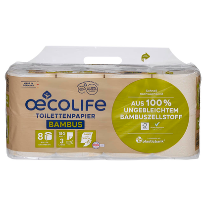 Artikelbild 3 für oecolife Toilettenpapier Bambus 3-lagig, 8 Rollen, Artikelnummer 671889