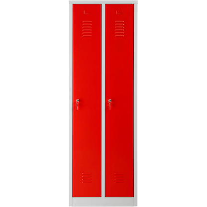 Artikelbild 4 für Gürkan Spind lichtgrau, feuerrot 103490, 2 Schließfächer 60,0 x 50,0 x 180,0 cm, Artikelnummer 559625