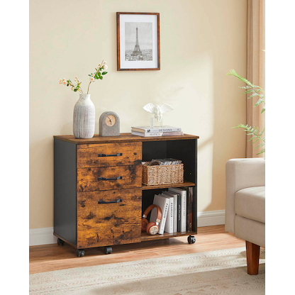 Artikelbild 11 für VASAGLE Rollcontainer braun, schwarz 3 Auszüge 80,0 x 40,0 x 66,0 cm, Artikelnummer 289676