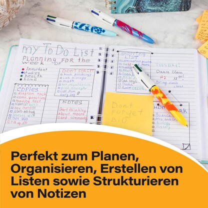 Artikelbild 7 für BIC 4-Farben-Kugelschreiber Velours mehrfarbig, Schreibfarbe: blau, schwarz, grün, rot, 1 St., Artikelnummer 385098