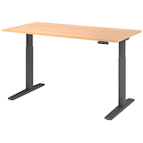 Artikelbild 1 für HAMMERBACHER XMKA16 elektrisch höhenverstellbarer Schreibtisch eiche rechteckig, C-Fuß-Gestell grau 160,0 x 80,0 cm, Artikelnummer 543104
