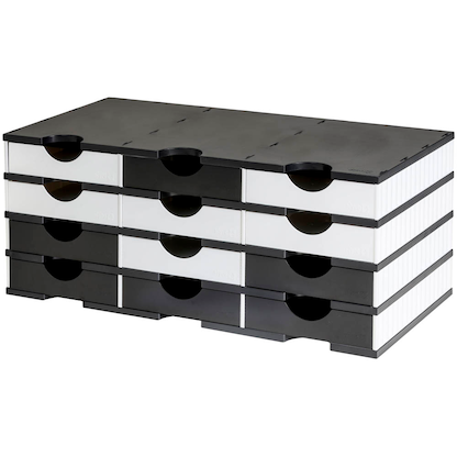 Artikelbild 3 für styro Sortierstation styrodoc duo Standard schwarz/weiß mit 12 Fächer, Artikelnummer 659148