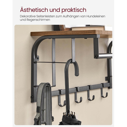 Artikelbild 5 für VASAGLE Wandgarderobe LCR12BX braun Metall 5 Haken 66,0 x 27,0 cm, Artikelnummer 262356