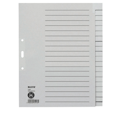 Artikelbild 4 für AKTION: LEITZ Ordnerregister 1220 DIN A4 Vollformat, Überbreite blanko grau 20-teilig, 5 Satz mit Prämie nach Registrierung, Artikelnummer 184721