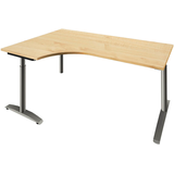 Artikelbild 1 für fm Sidney höhenverstellbarer Schreibtisch königsahorn Bogenform, C-Fuß-Gestell Rundrohr silber 180,0 x 80,0 cm, Artikelnummer 565562