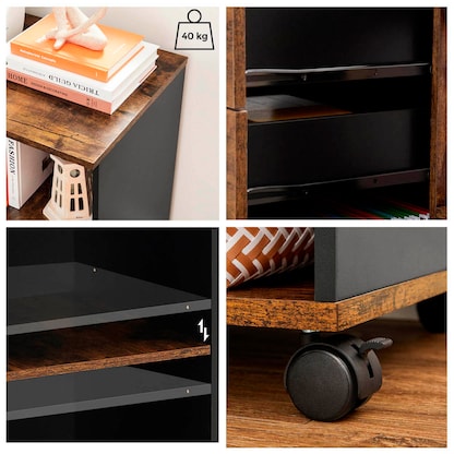 Artikelbild 12 für VASAGLE Rollcontainer braun, schwarz 3 Auszüge 80,0 x 40,0 x 66,0 cm, Artikelnummer 289676