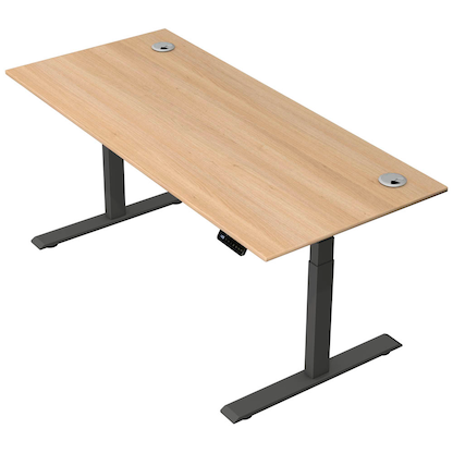 Artikelbild für Kerkmann Move 2 Plus elektrisch höhenverstellbarer Schreibtisch eiche hell rechteckig, T-Fuß-Gestell anthrazit 180,0 x 80,0 cm, Artikelnummer 520033