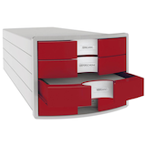 Artikelbild 1 für HAN Schubladenbox Impuls rot 1012-17, DIN A4 mit 4 Schubladen, Artikelnummer 629766