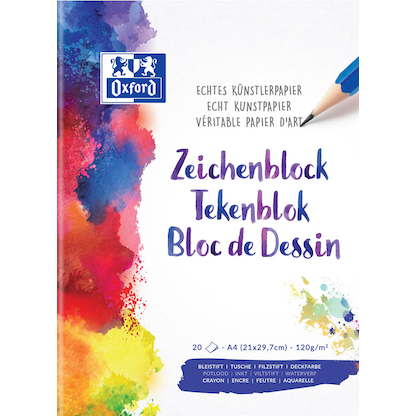 Artikelbild 2 für OXFORD Zeichenblock Schule DIN A4, Artikelnummer 784227