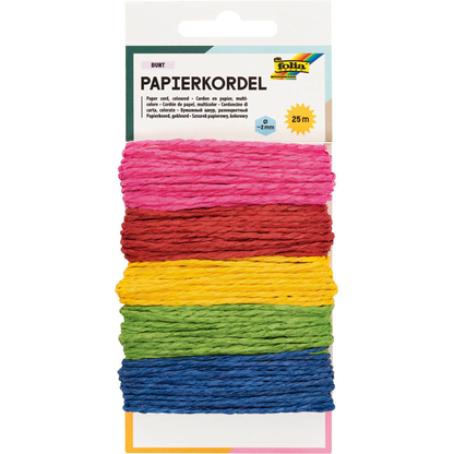 Artikelbild 14 für folia Kordel Papier farbig rauh pink, rot, gelb, grün, blau; 3,0 mm x 5x 5,0 m, Artikelnummer 479301
