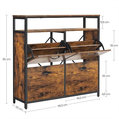 Artikelbild 2 für VASAGLE Schuhschrank, LBS803B01 braun 1 Fachboden 98,3 x 30,0 x 95,0 cm, Artikelnummer 290108