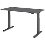 Artikelbild 1 für HAMMERBACHER XMKA16 elektrisch höhenverstellbarer Schreibtisch grafit rechteckig, C-Fuß-Gestell grau 160,0 x 80,0 cm, Artikelnummer 379018