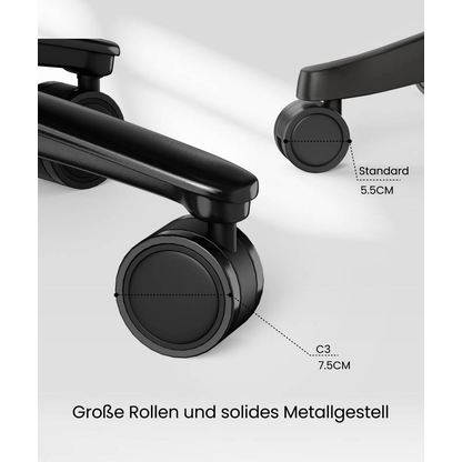 Artikelbild 10 für FlexiSpot Bürostuhl C3B Stoff schwarz, Gestell schwarz, Artikelnummer 656617