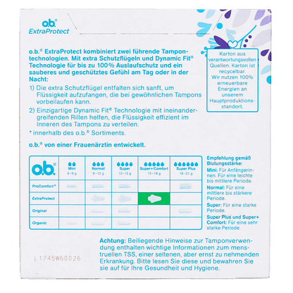 Artikelbild 4 für o.b. Tampons ExtraProtect Super+Comfort für sehr starke Periode, 36 St., Artikelnummer 537942