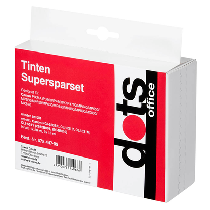 Artikelbild 4 für dots schwarz, cyan, magenta, gelb Druckerpatronen kompatibel zu Canon PGI-520 BK, CLI-521 C/M/Y, 4er-Set, Artikelnummer 575447