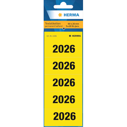 Artikelbild 2 für 100 HERMA Inhaltsschilder 2026 gelb, Artikelnummer 500346