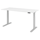 Artikelbild 1 für HAMMERBACHER XMKA19 elektrisch höhenverstellbarer Schreibtisch weiß rechteckig, C-Fuß-Gestell silber 180,0 x 80,0 cm, Artikelnummer 838021