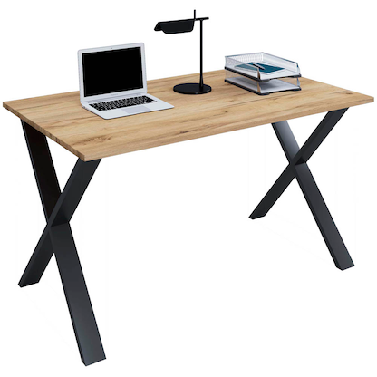 Artikelbild für VCM my office Lona Schreibtisch honig-eiche rechteckig, X-Fuß-Gestell schwarz 140,0 x 80,0 cm, Artikelnummer 268609