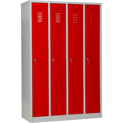 Artikelbild für Gürkan Spind lichtgrau, feuerrot 105034, 4 Schließfächer 117,0 x 50,0 x 180,0 cm, Artikelnummer 559827