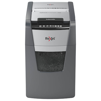 Artikelbild 2 für AKTION: Rexel Optimum AutoFeed+150X Aktenvernichter mit Partikelschnitt P-4, 4 x 28 mm, bis 150 Blatt, schwarz mit 40 Euro CashBack, Artikelnummer 267514