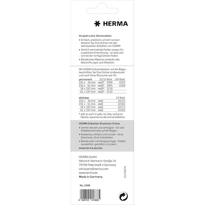 Artikelbild 3 für 100 HERMA Inhaltsschilder 2026 gelb, Artikelnummer 500346