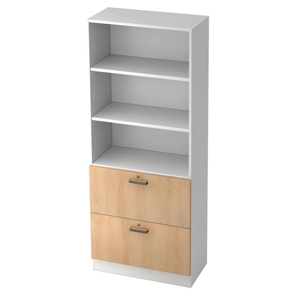 Artikelbild für HAMMERBACHER Regalschrank 7300 SG, V7300/W/E/SG weiß, eiche 80,0 x 42,0 x 200,4 cm, Artikelnummer 860306