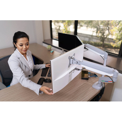 Artikelbild 14 für Kensington Monitor-Halterung SmartFit One-Touch K55471EU grau für 2 Monitore, Tischklemme, Tischbohrung, Artikelnummer 874300