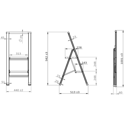 Artikelbild 8 für WENKO Klapptritt schwarz 2 Stufen, H: 94,0 cm, Artikelnummer 531097