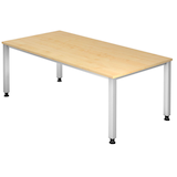 Artikelbild 1 für HAMMERBACHER QS2E höhenverstellbarer Schreibtisch ahorn rechteckig, 4-Fuß-Gestell silber 200,0 x 100,0 cm, Artikelnummer 828208