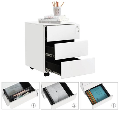 Artikelbild 3 für SONGMICS Rollcontainer weiß 3 Auszüge 39,0 x 45,0 x 55,0 cm, Artikelnummer 262499