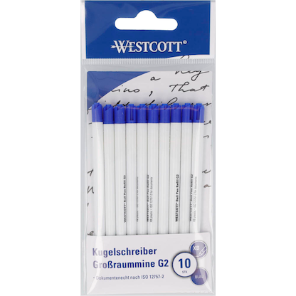 Artikelbild für WESTCOTT Kugelschreiberminen XB blau, 10 St., Artikelnummer 333589