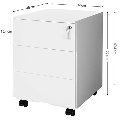Artikelbild 5 für SONGMICS Rollcontainer weiß 3 Auszüge 39,0 x 45,0 x 55,0 cm, Artikelnummer 262499