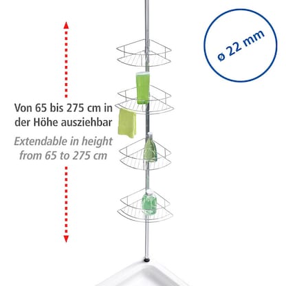 Artikelbild 2 für WENKO Teleskop-Duschregal Dolcedo silber 31,0 x 23,0 x 65,0 - 275,0 cm, Artikelnummer 531787