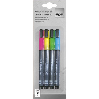 Artikelbild 22 für SIGEL Kreidemarker farbsortiert 1,0 - 2,0 mm, 4 St., Artikelnummer 535125