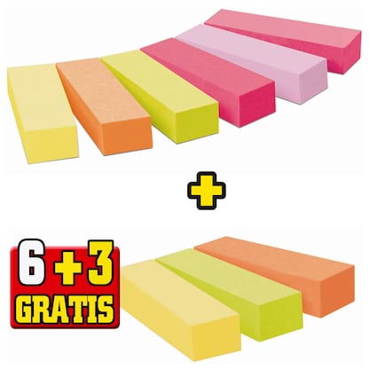 Artikelbild 6 für 6 + 3 GRATIS: Post-it® Page Marker neon Haftmarker farbsortiert 6x 100 Streifen + GRATIS 3x 100 Streifen, Artikelnummer 252635