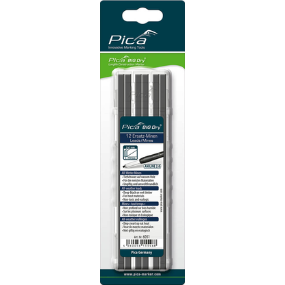 Artikelbild 7 für Pica Big Dry All Wetter 6051 Ersatzminen für Tieflochmarker-Bleistift grau 2B 2,0 - 5,0 mm, 12 St., Artikelnummer 549069