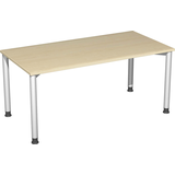 Artikelbild 1 für geramöbel Flex höhenverstellbarer Schreibtisch ahorn, silber rechteckig, 4-Fuß-Gestell silber 160,0 x 80,0 cm, Artikelnummer 879655