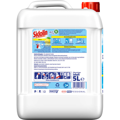 Artikelbild 2 für Sidolin PROFESSIONAL All in 1 Zitrus Glasreiniger 5,0 l, Artikelnummer 573499