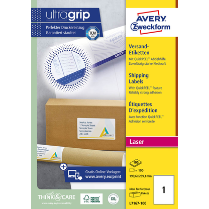 Artikelbild 2 für 100 AVERY Zweckform Versandetiketten L7167-100 weiß 199,6 x 289,1 mm, Artikelnummer 358051